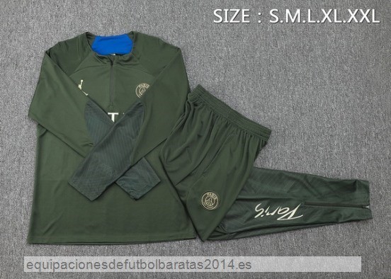 Nuevo Conjunto Completo Sudadera Entrenamiento Paris Saint Germain 23/24 Verde Baratas